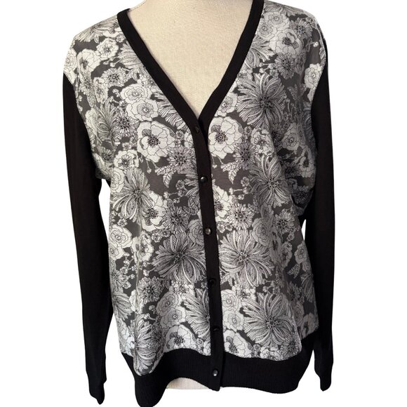 Brooks Brothers Merino Wool Floral Lightweight Cardigan Women’s XL - Picture 1 of 5
